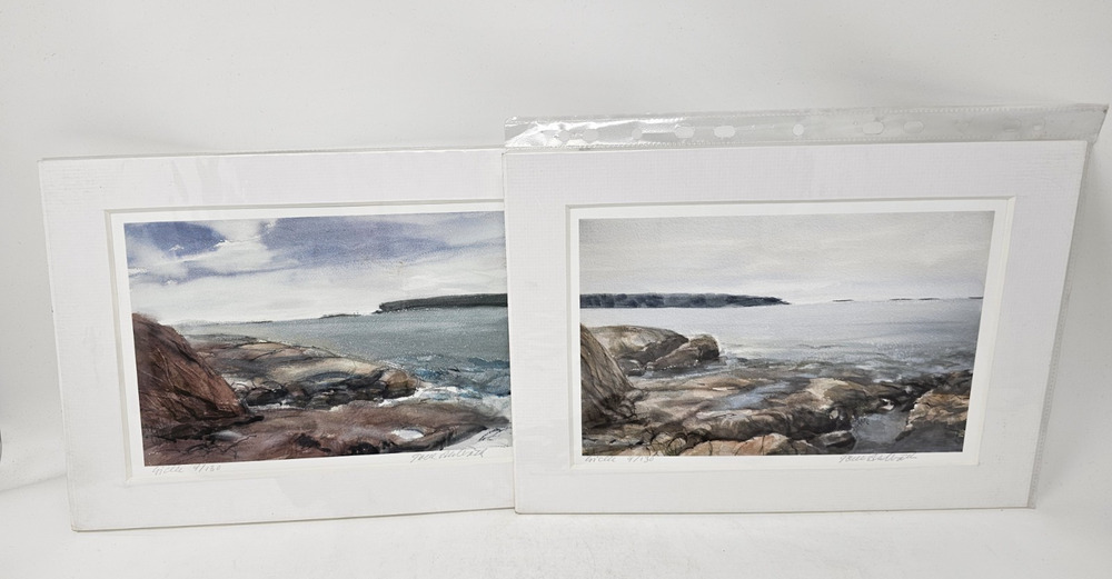 Set of 2 VTG Coastal Landscape Watercolor Painting Giclee Prints Signed 4/130